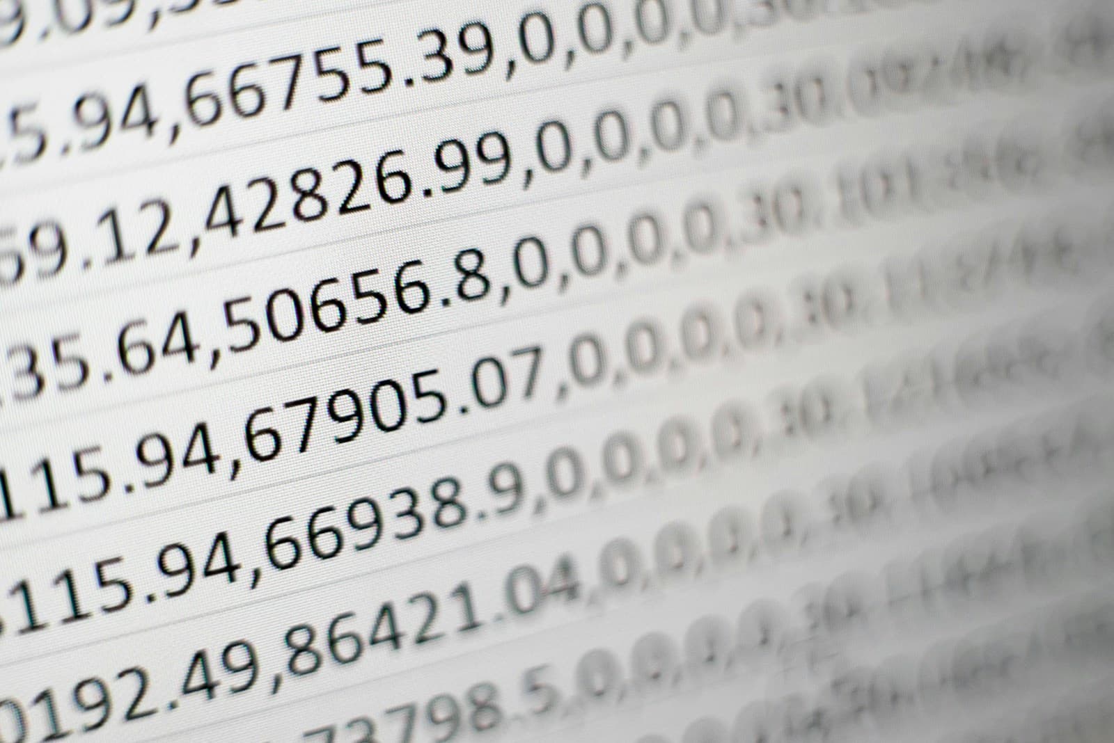Close-up of a financial statement with columns of numbers